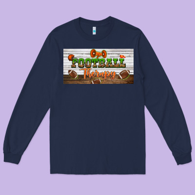 Football Therapy License Plate Long Sleeve Tee Designed By Bundleandbundleshop