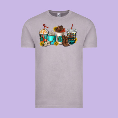 Western Coffee Cups Vintage Tee Designed By Nancycooperartshop