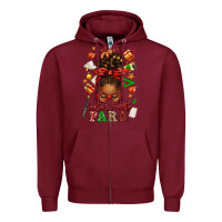 Burgundy santa's favorite para afro messy bun Zipper Hoodie - texasbilliewilder