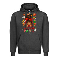 Charcoal Heather santa's favorite para afro messy bun Zipper Hoodie - texasbilliewilder