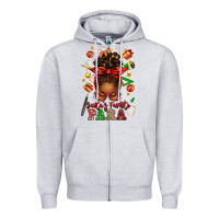 Heather Grey santa's favorite para afro messy bun Zipper Hoodie - texasbilliewilder