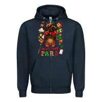 Navy santa's favorite para afro messy bun Zipper Hoodie - texasbilliewilder