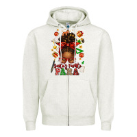 Oatmeal Heather santa's favorite para afro messy bun Zipper Hoodie - texasbilliewilder