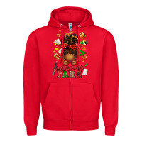 Red santa's favorite para afro messy bun Zipper Hoodie - texasbilliewilder