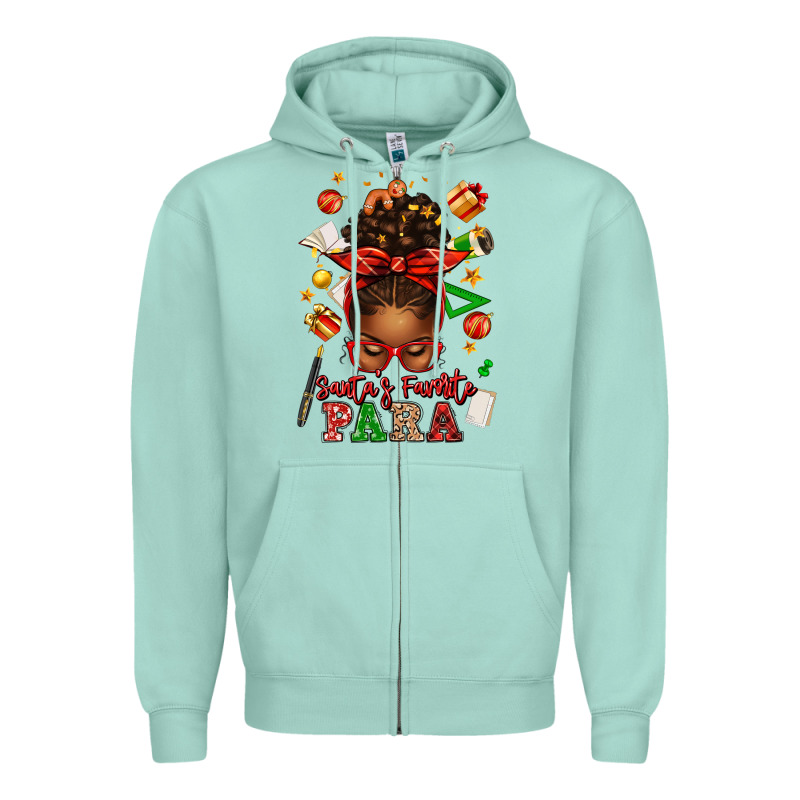 Santa's Favorite Para Afro Messy Bun Zipper Hoodie by texasbilliewilder | Teevron