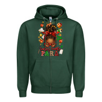 Sports Green santa's favorite para afro messy bun Zipper Hoodie - texasbilliewilder