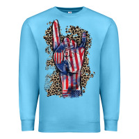 Ocean Blue Freedom rock hand 4th of july Premium Sweatshirt - CowGirlArtShop