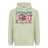 Matcha I wear my heart on my sleeve Valentine's Day Heavyweight Hoodie - HowdyJamesFarm