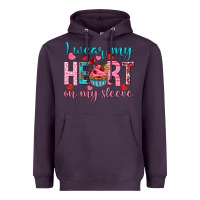 Plum I wear my heart on my sleeve Valentine's Day Heavyweight Hoodie - HowdyJamesFarm