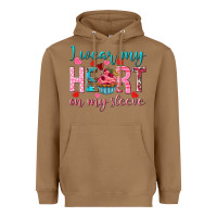 Toasted Coconut I wear my heart on my sleeve Valentine's Day Heavyweight Hoodie - HowdyJamesFarm