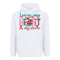 White I wear my heart on my sleeve Valentine's Day Heavyweight Hoodie - HowdyJamesFarm