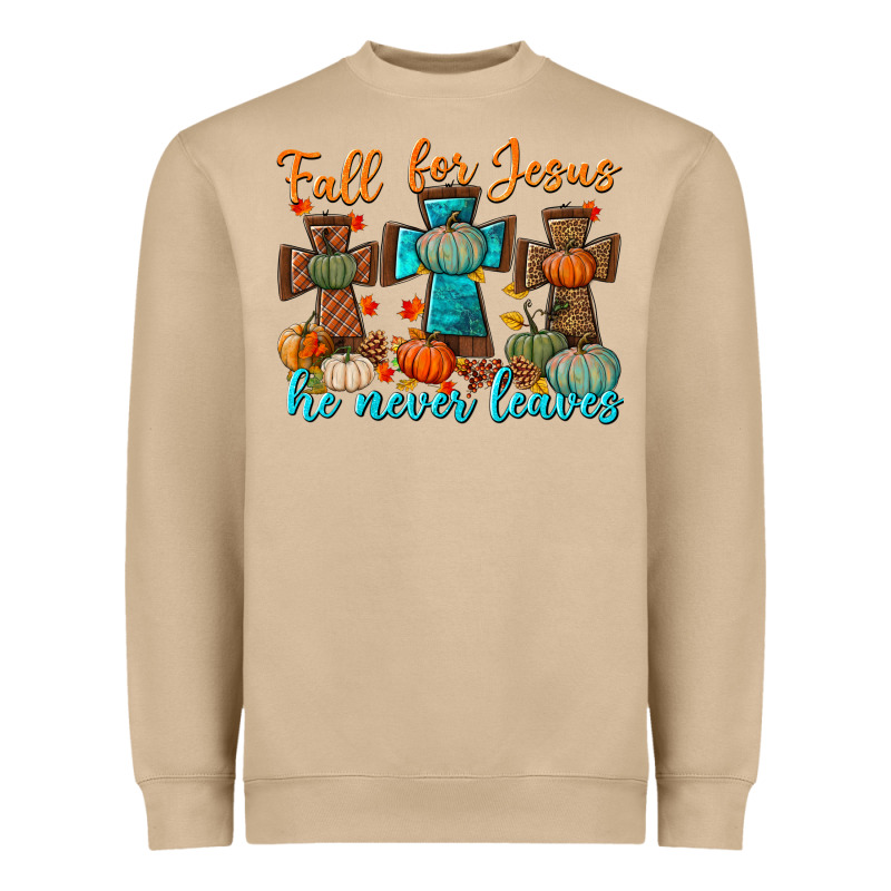 Fall For Jesus He Never Leaves Heavyweight Sweatshirt by BundleAndBundleShop | Teevron