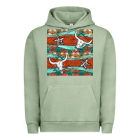 Pigment Oil Green western aztec bull skull stars seamless pattern Urban Hoodie - BundleAndBundleShop