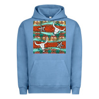 Pigment Pebble Blue western aztec bull skull stars seamless pattern Urban Hoodie - BundleAndBundleShop