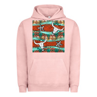 Pigment Salmon western aztec bull skull stars seamless pattern Urban Hoodie - BundleAndBundleShop