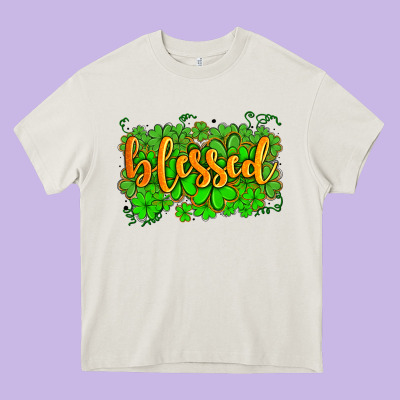 Blessed With  Shamrocks Heavy Core Tee Designed By Adodesignshop