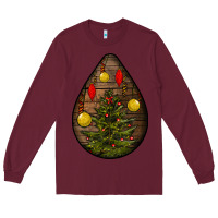 Burgundy christmas  teardrop Long Sleeve Tee - BundleAndBundleShop