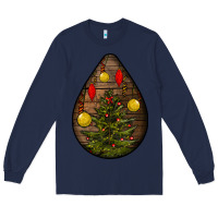 Navy christmas  teardrop Long Sleeve Tee - BundleAndBundleShop