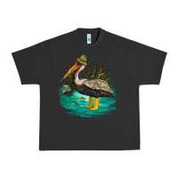 Pigment Black fishing pelican camp Urban Heavy Tee - NancyCooperArtShop