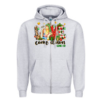 Heather Grey love came down luke 2 11 Zipper Hoodie - texasbilliewilder