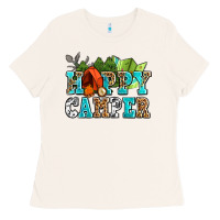 Bone happy camper with trees and map Ladies Tee - AdoDesignShop