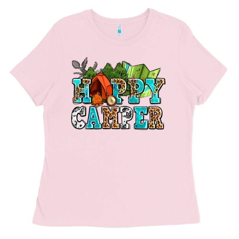 Happy Camper With Trees And Map Ladies Tee by AdoDesignShop | Teevron