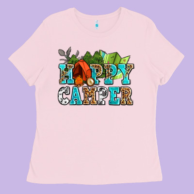 Happy Camper With Trees And Map Ladies Tee Designed By Adodesignshop