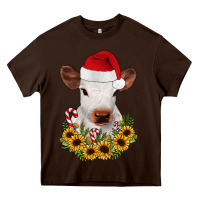 Chocolate Brown calf sunflower christmas Heavy Core Tee - JahusDesignShop