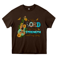 Chocolate Brown the lord is my strength and my song guitar with su Heavy Core Tee - AdoDesignShop