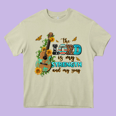 The Lord Is My Strength And My Song Guitar With Su Heavy Core Tee Designed By Adodesignshop