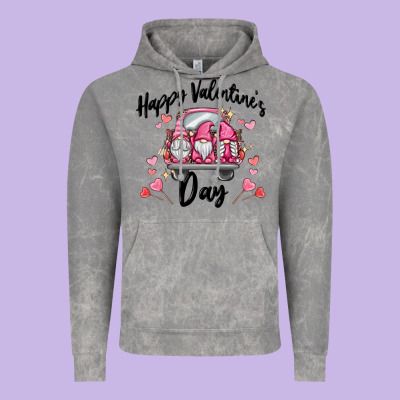 Happy Valentine's Day Gnome Truck Vintage Hoodie Designed By Maliassmallbusiness