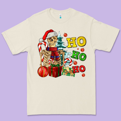 Christmas Ho Ho Ho Skeleton Premium Tee Designed By Adodesignshop