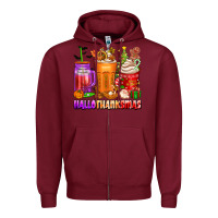 Burgundy hallothanksmas coffee cups Zipper Hoodie - texasbilliewilder