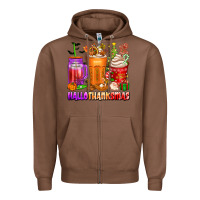 Chestnut hallothanksmas coffee cups Zipper Hoodie - texasbilliewilder