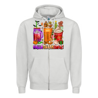 Dove Grey hallothanksmas coffee cups Zipper Hoodie - texasbilliewilder
