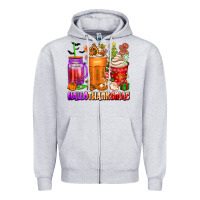 Heather Grey hallothanksmas coffee cups Zipper Hoodie - texasbilliewilder