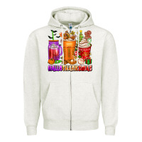Oatmeal Heather hallothanksmas coffee cups Zipper Hoodie - texasbilliewilder