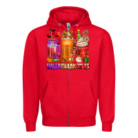 Red hallothanksmas coffee cups Zipper Hoodie - texasbilliewilder