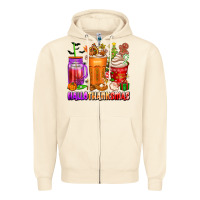 Sandshell hallothanksmas coffee cups Zipper Hoodie - texasbilliewilder