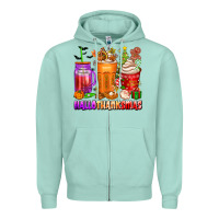 Seafoam hallothanksmas coffee cups Zipper Hoodie - texasbilliewilder
