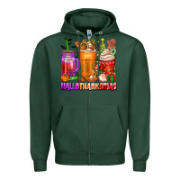 Sports Green hallothanksmas coffee cups Zipper Hoodie - texasbilliewilder