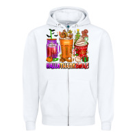 White hallothanksmas coffee cups Zipper Hoodie - texasbilliewilder