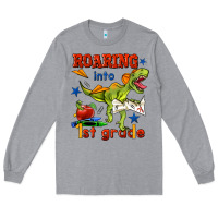 Heather Grey roaring into 1st grade Long Sleeve Tee - BundleAndBundleShop