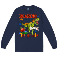 Navy roaring into 1st grade Long Sleeve Tee - BundleAndBundleShop