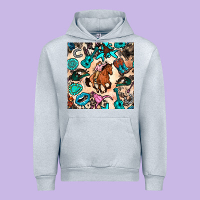 Western Cowgirl Seamless Pattern Urban Hoodie Designed By Bundleandbundleshop
