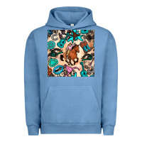 Pigment Pebble Blue western cowgirl seamless pattern Urban Hoodie - BundleAndBundleShop