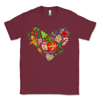 Burgundy merry Christmas heart Classic Tee - CowhideDigitalArt