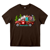 Chocolate Brown rca nurse truck with cactus Heavy Core Tee - AdoDesignShop