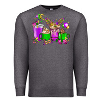 Charcoal Heather Mardi Gras coffee cups Premium Sweatshirt - HowdyJamesFarm