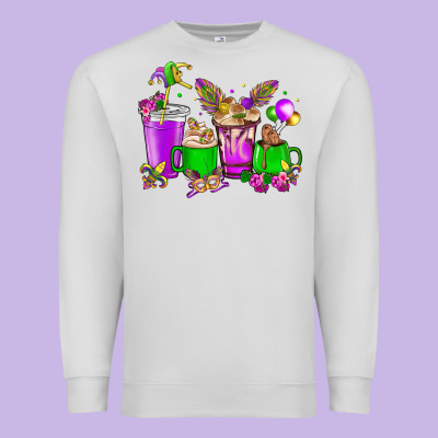 Mardi Gras Coffee Cups Premium Sweatshirt Designed By Howdyjamesfarm
